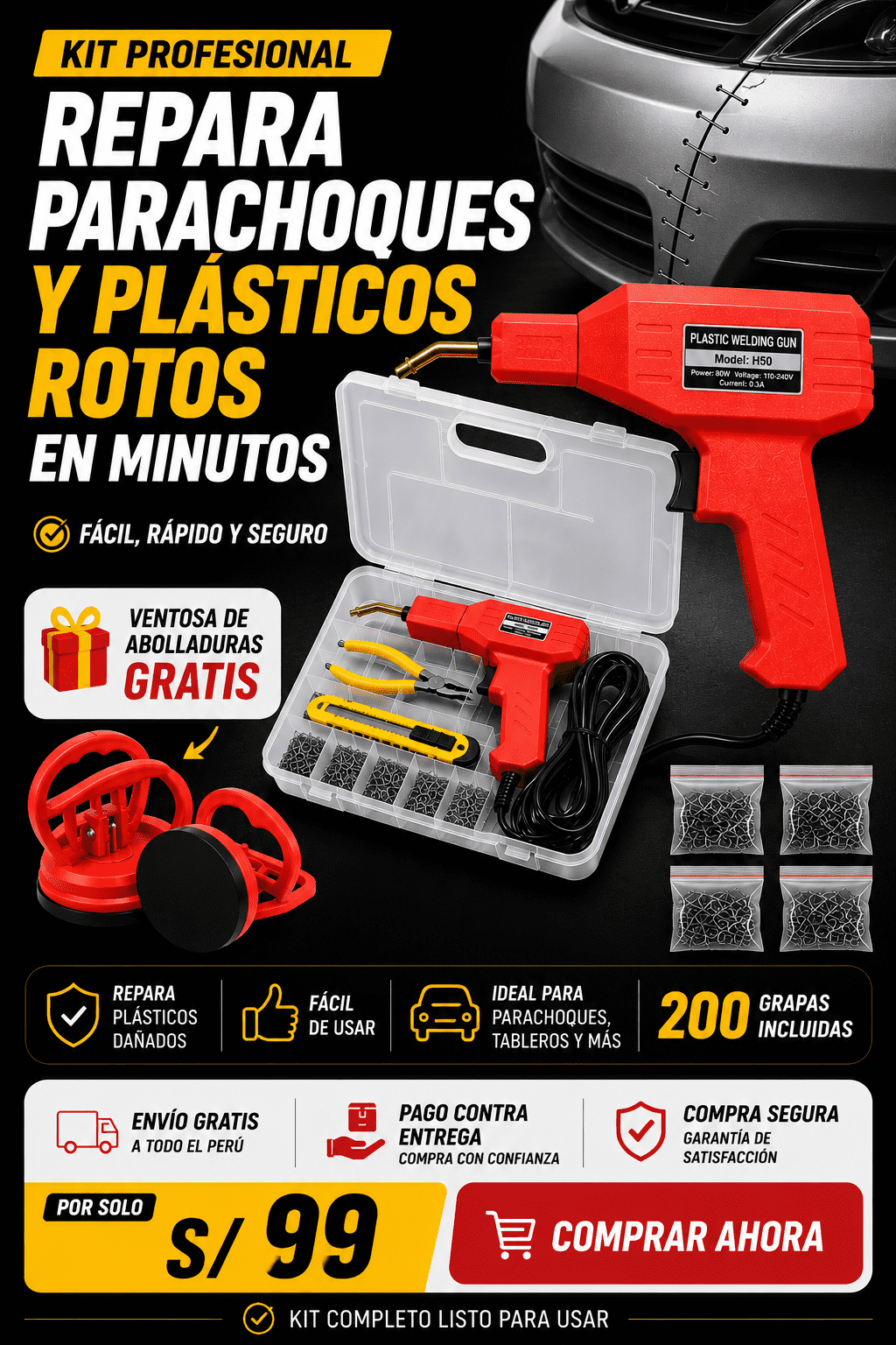 KIT PROFESIONAL DE REPARACION DE PLASTICOS